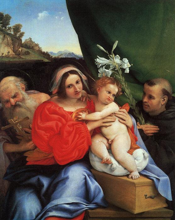 Lorenzo Lotto Virgin and Child with Saints Jerome and Anthony Sweden oil painting art